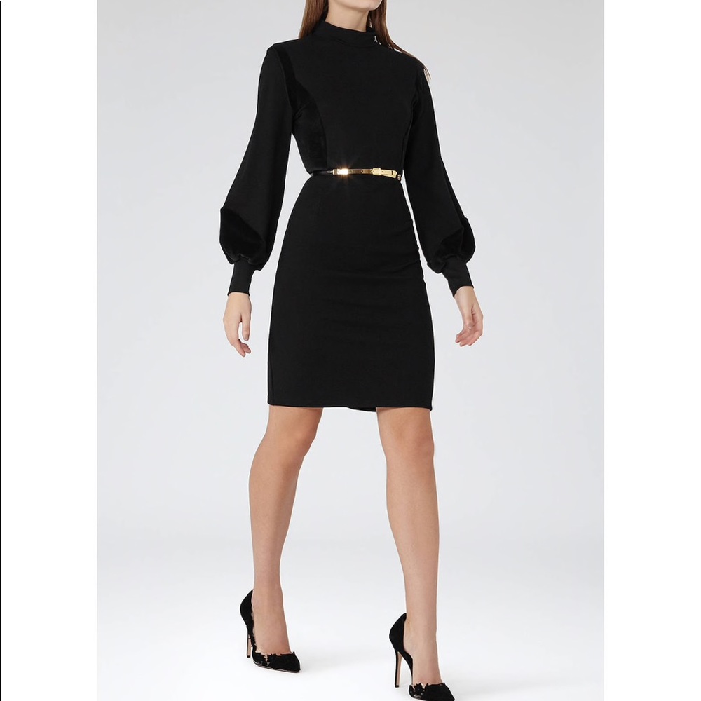 Reiss Lulu Velvet Panel Dress